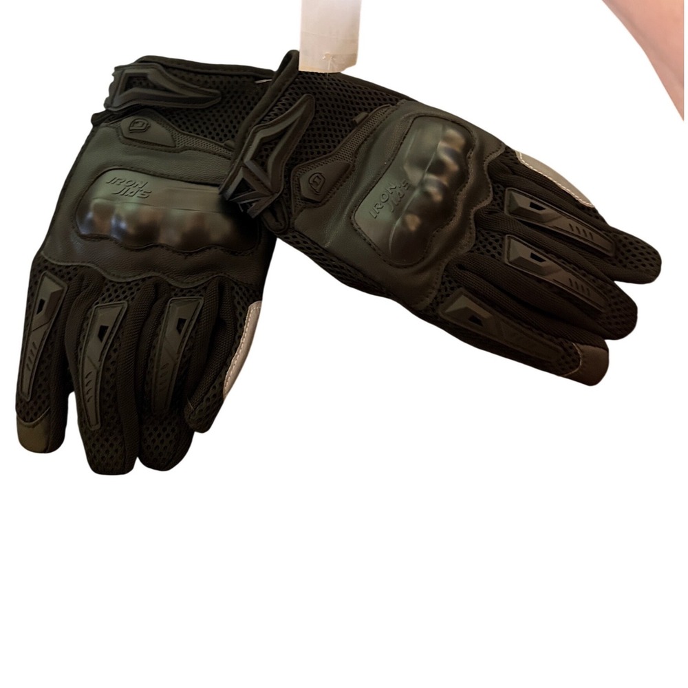 Iron Jias‎ Motorcycle Gloves Men Large Black Excellent Hard Knuckle JIA02